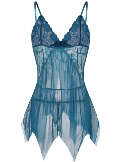 Clearance Retro Stage 1970s Spaghetti Strap Lace Sheer Sleepwear
