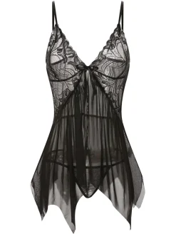 Clearance Retro Stage 1970s Spaghetti Strap Lace Sheer Sleepwear