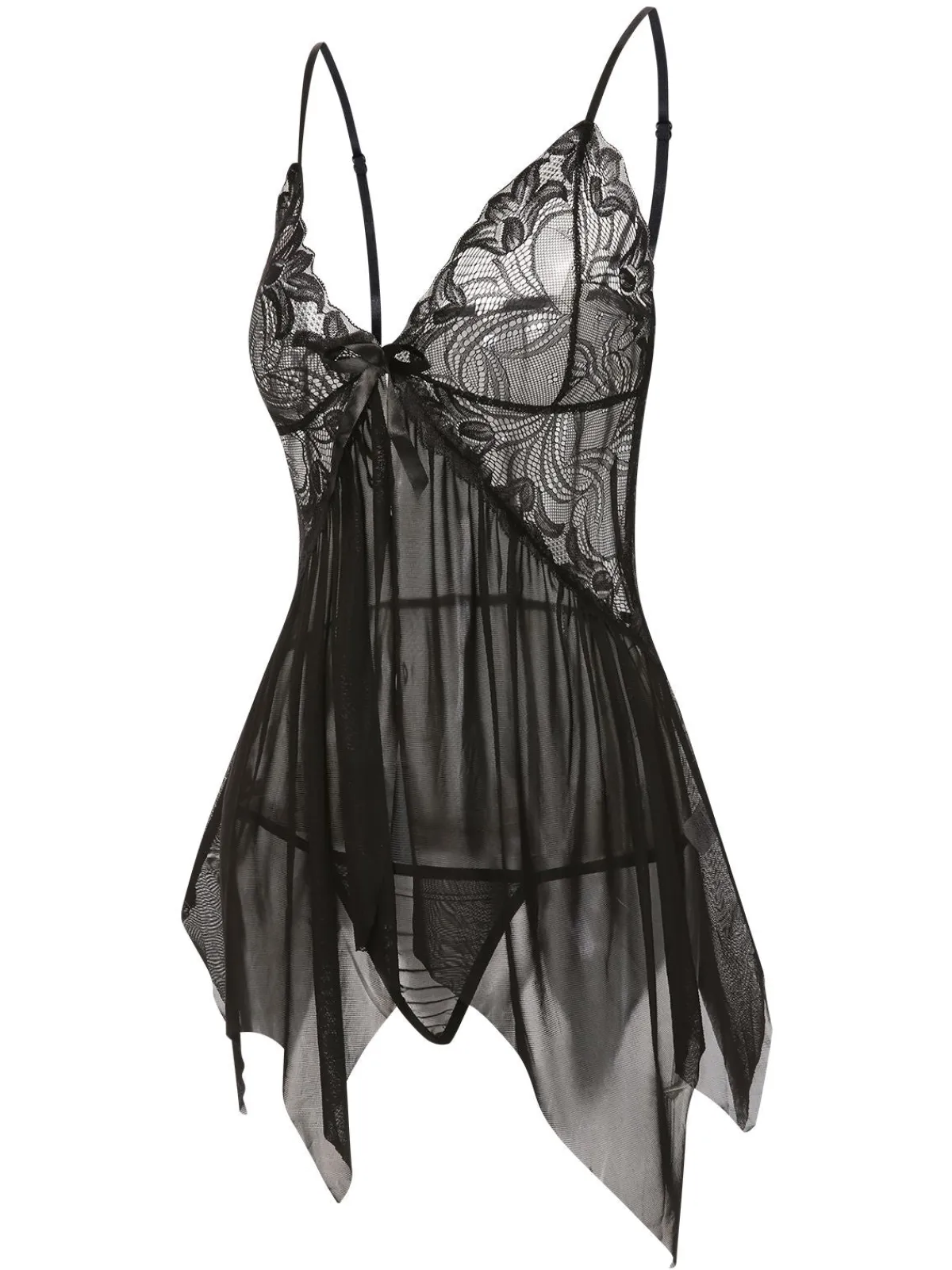 Clearance Retro Stage 1970s Spaghetti Strap Lace Sheer Sleepwear