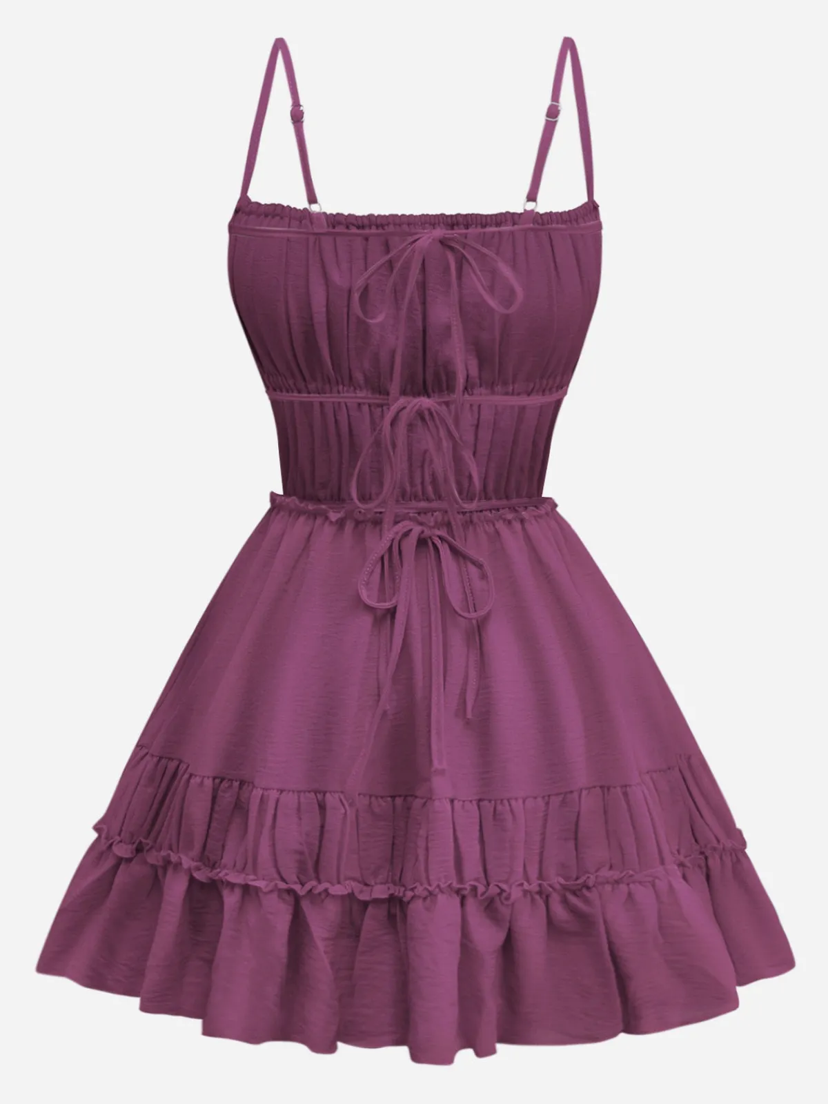 Online Retro Stage 1950s Spaghetti Strap Lace-Up Backless Skater Dress