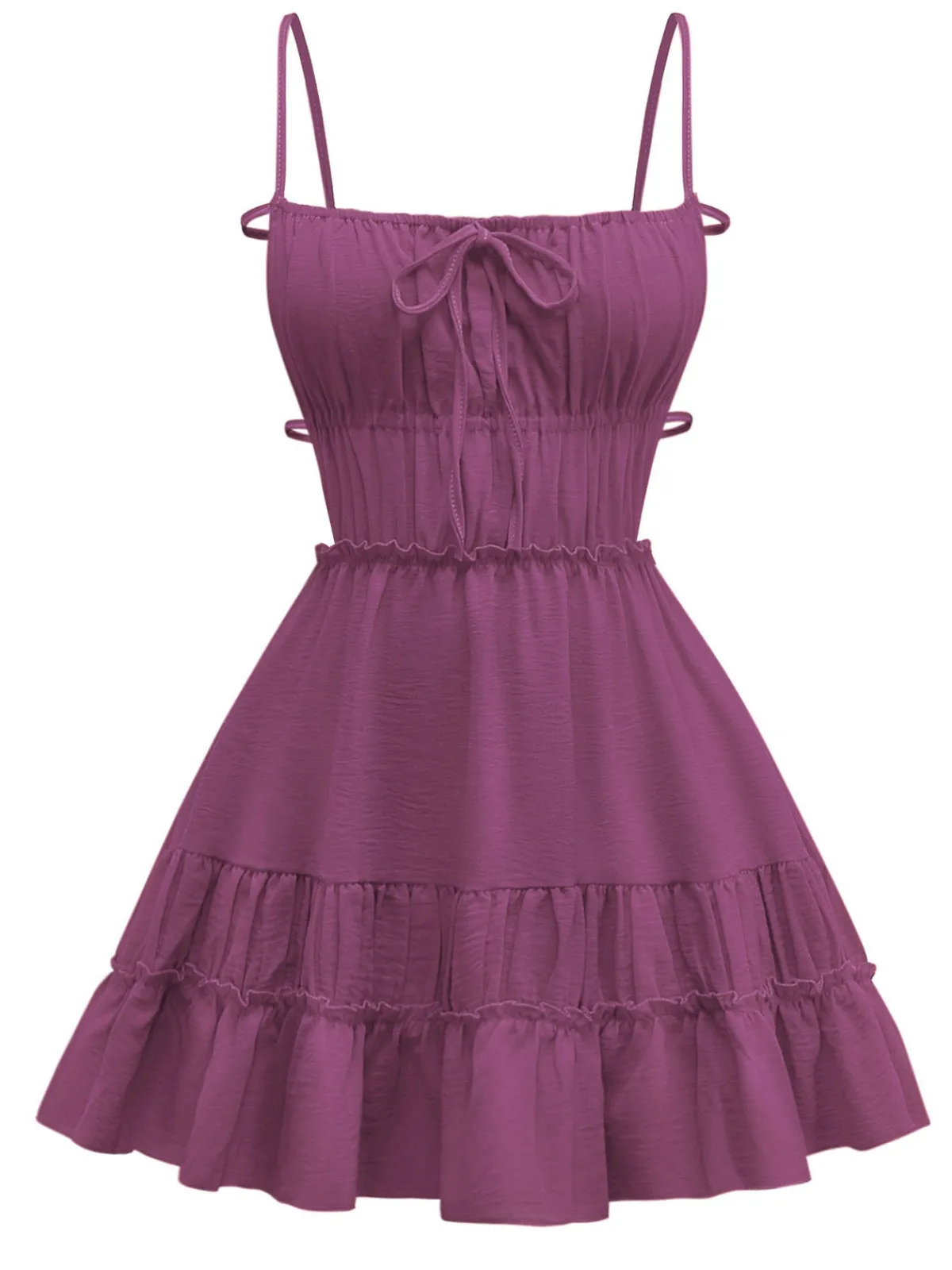 Online Retro Stage 1950s Spaghetti Strap Lace-Up Backless Skater Dress
