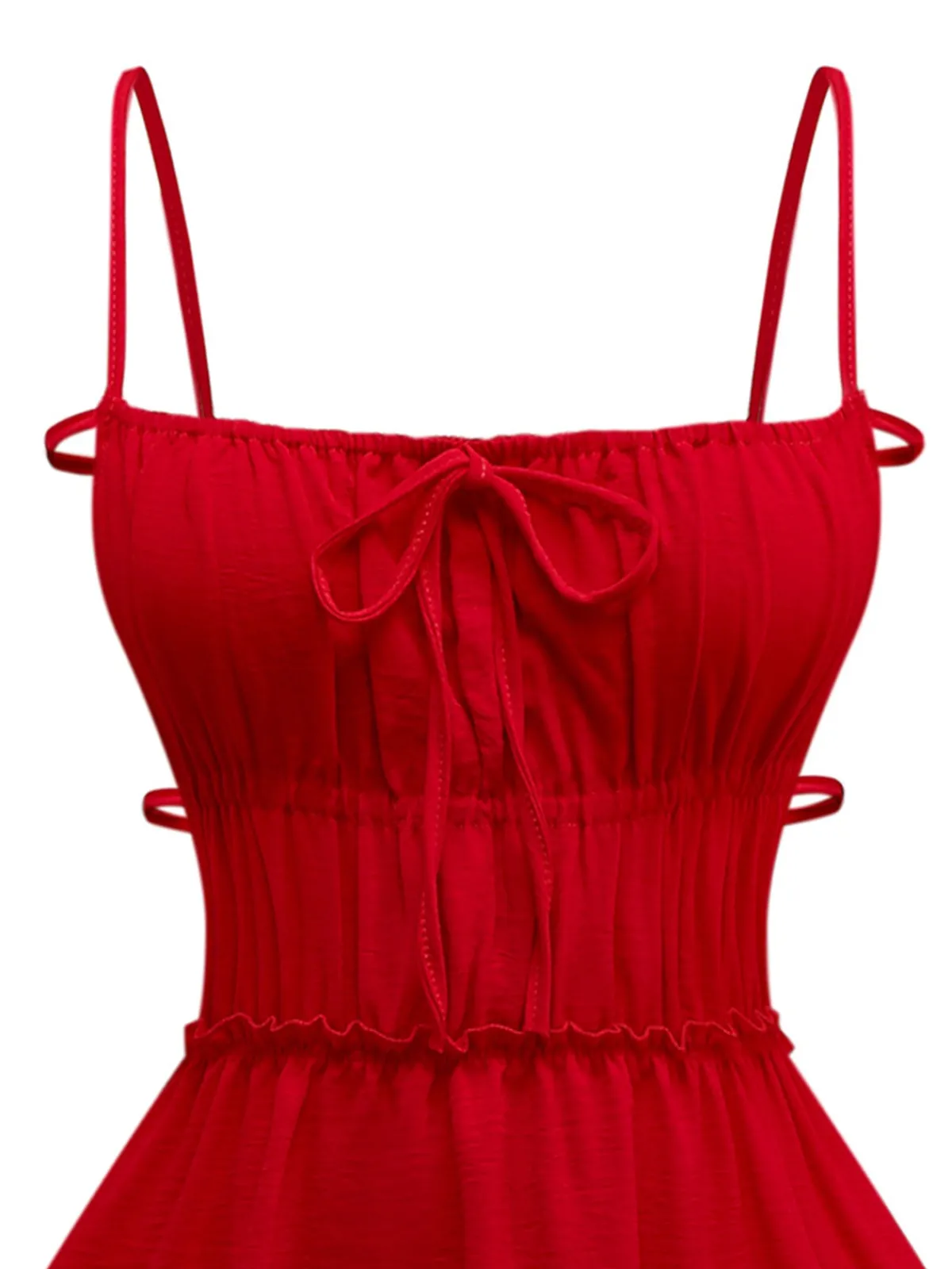 Outlet Retro Stage 1950s Spaghetti Strap Lace-Up Backless Skater Dress