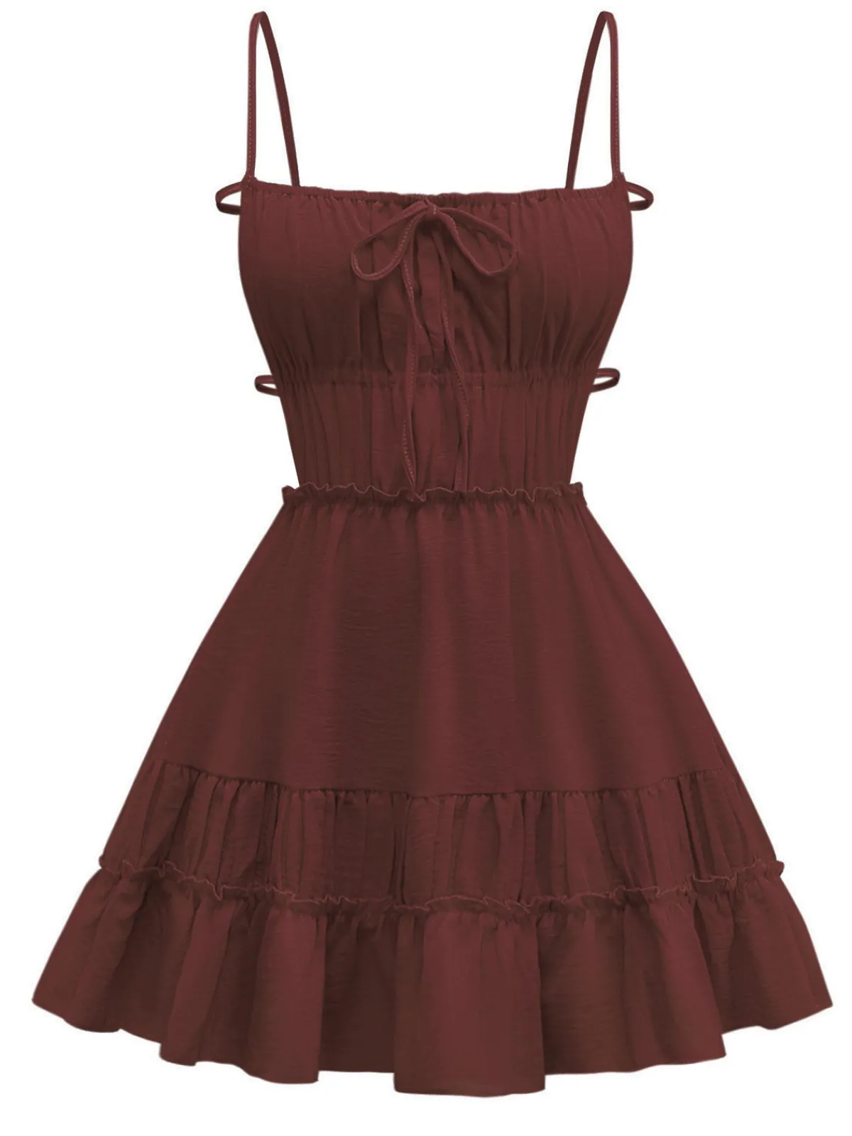 Sale Retro Stage 1950s Spaghetti Strap Lace-Up Backless Skater Dress