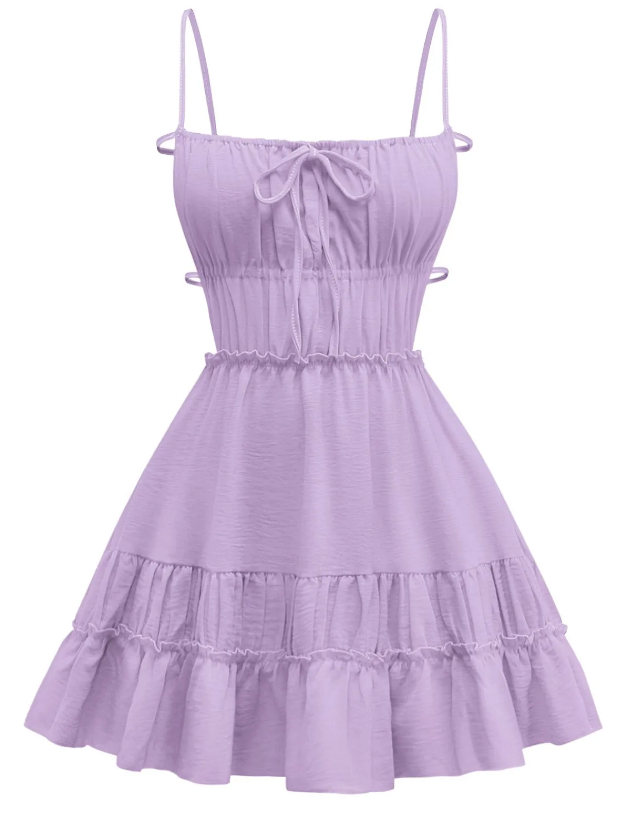 Sale Retro Stage 1950s Spaghetti Strap Lace-Up Backless Skater Dress
