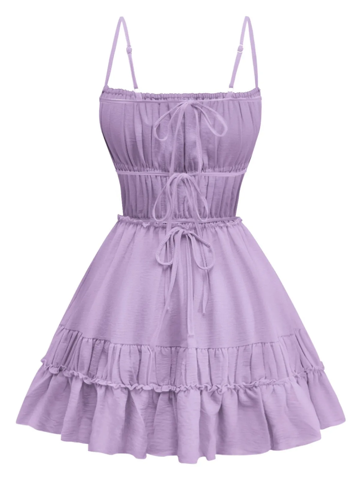 Sale Retro Stage 1950s Spaghetti Strap Lace-Up Backless Skater Dress