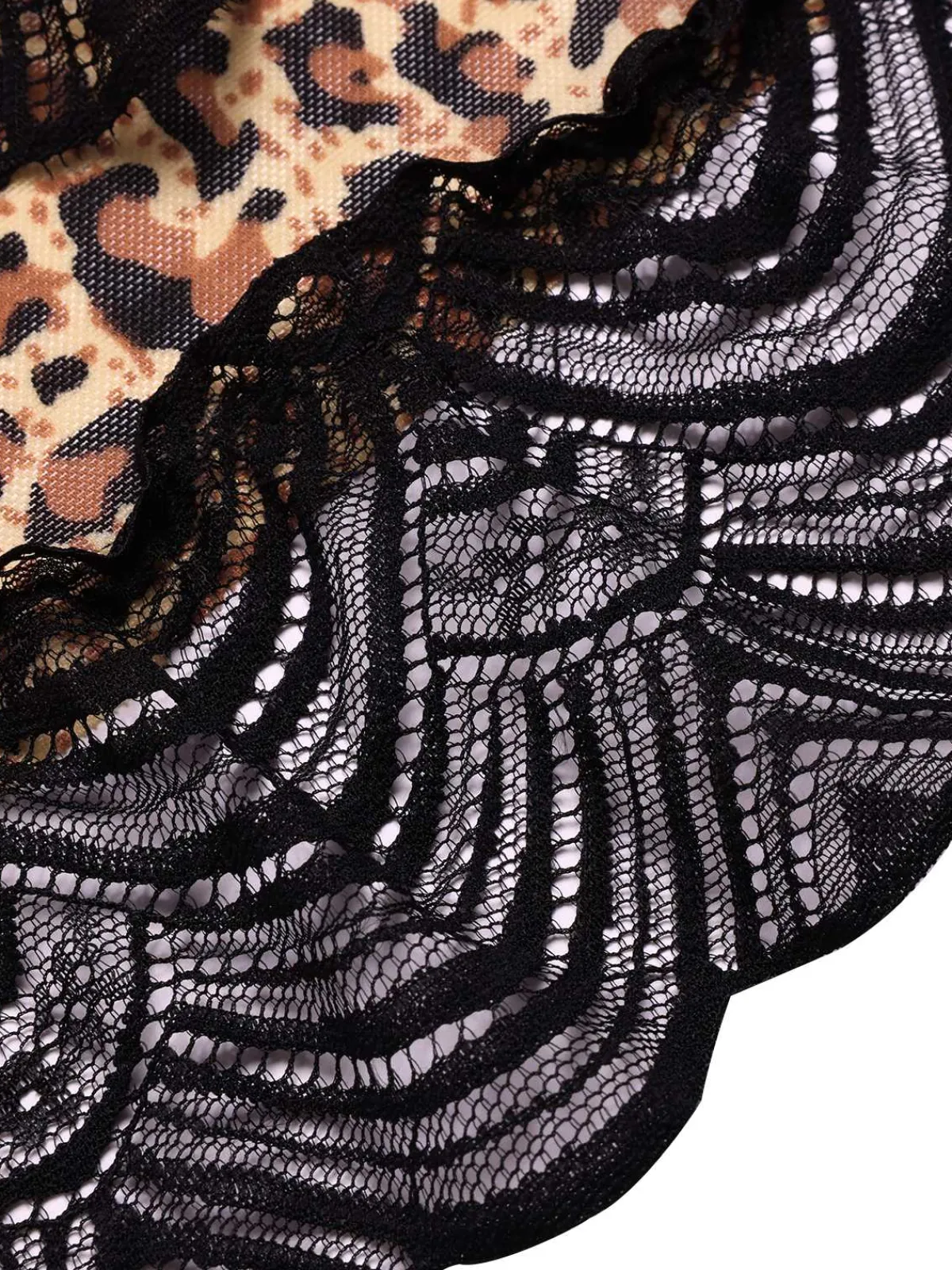 New Retro Stage 1940s Spaghetti Strap Leopard Lace Nightgown Brown