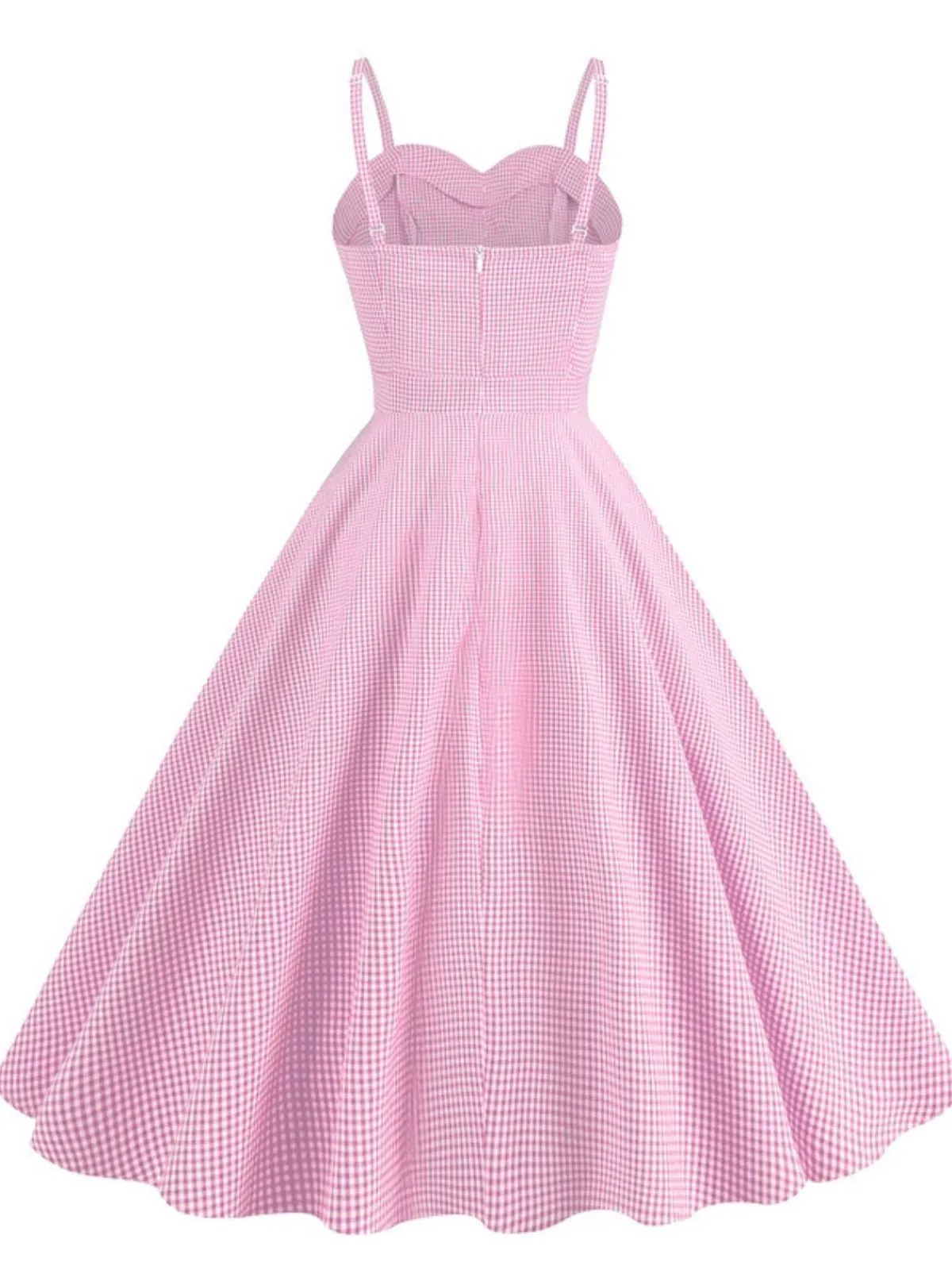 Sale Retro Stage 1950s Spaghetti Strap Plaids Button Swing Dress