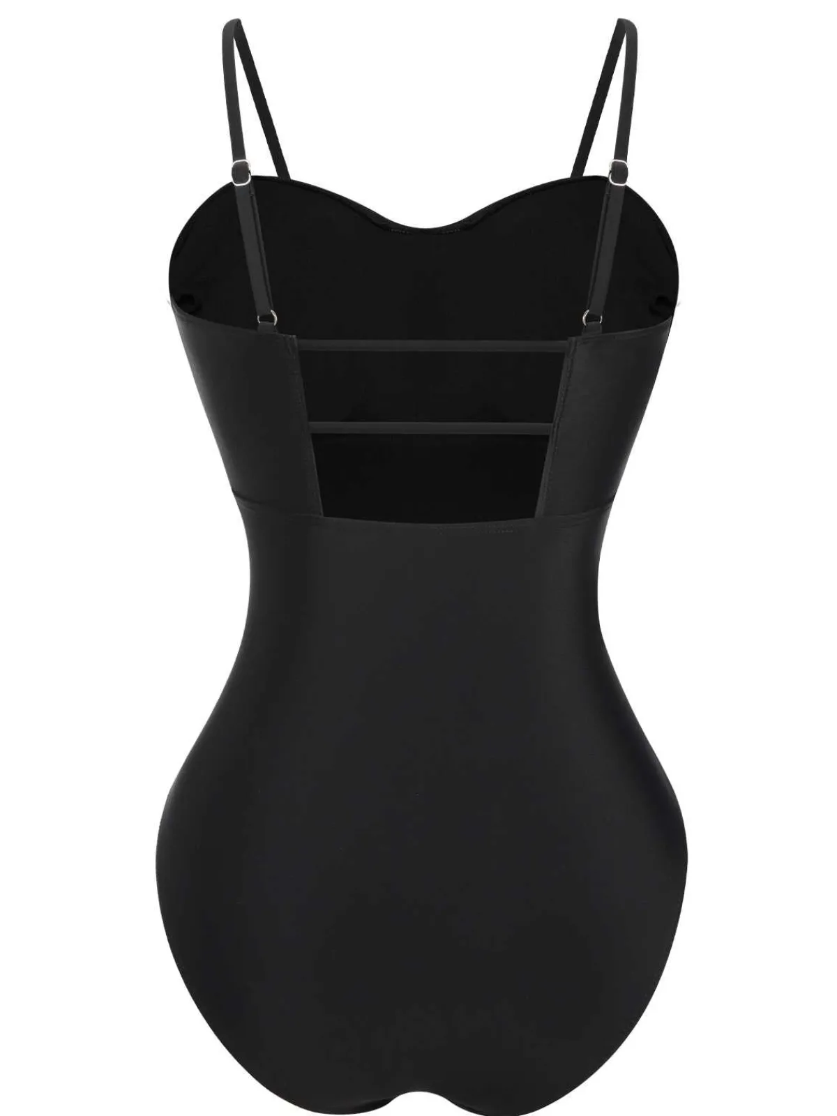 New Retro Stage 1960s Spaghetti Strap Plants Solid One-Piece Swimsuit