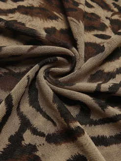 Fashion Retro Stage 1950s Spaghetti Strap Slit Leopard Lace Nightgown Brown