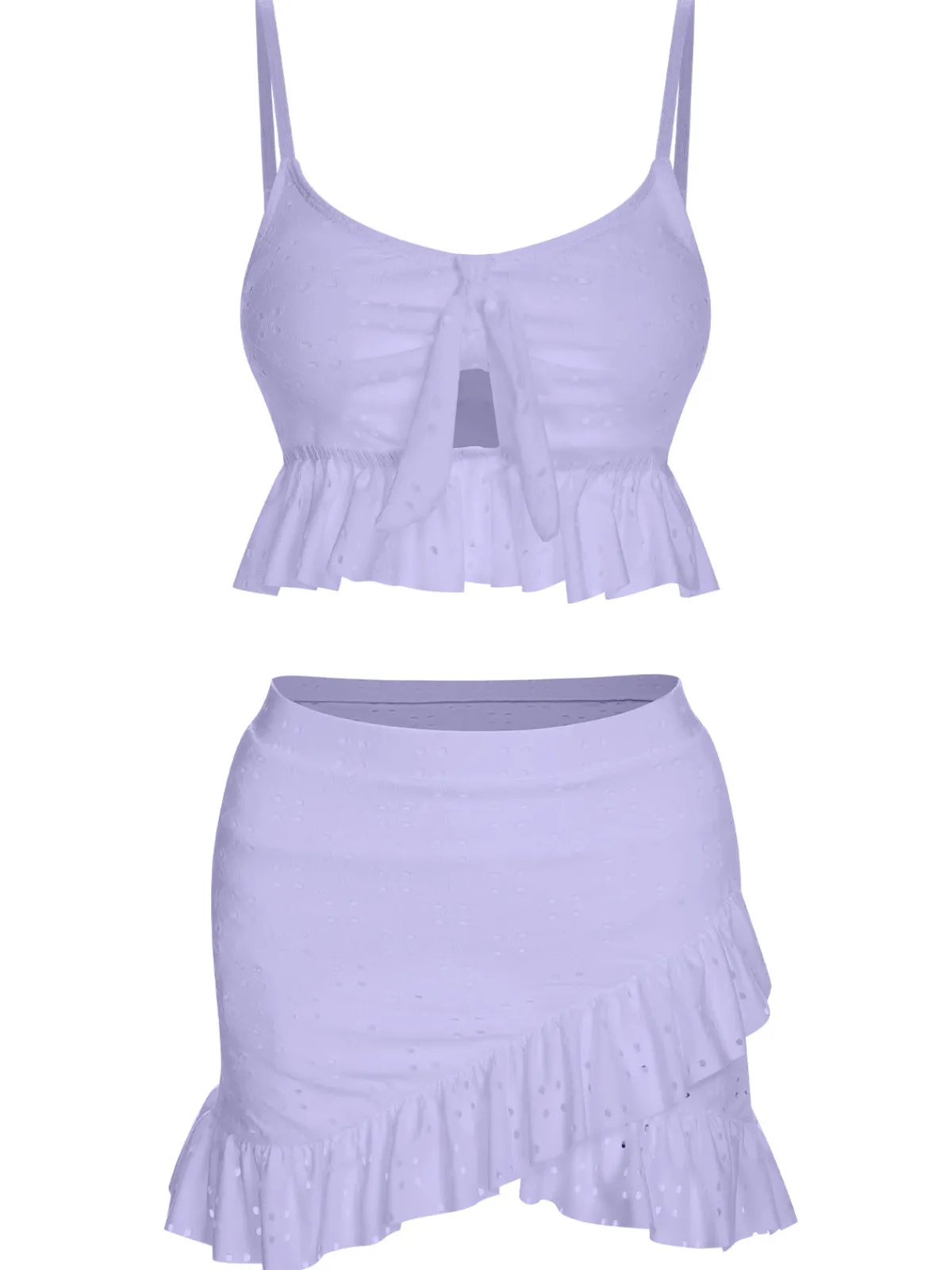 Hot Retro Stage 1950s Spaghetti Strap Solid Ruffles Swimsuit & Cover-Up