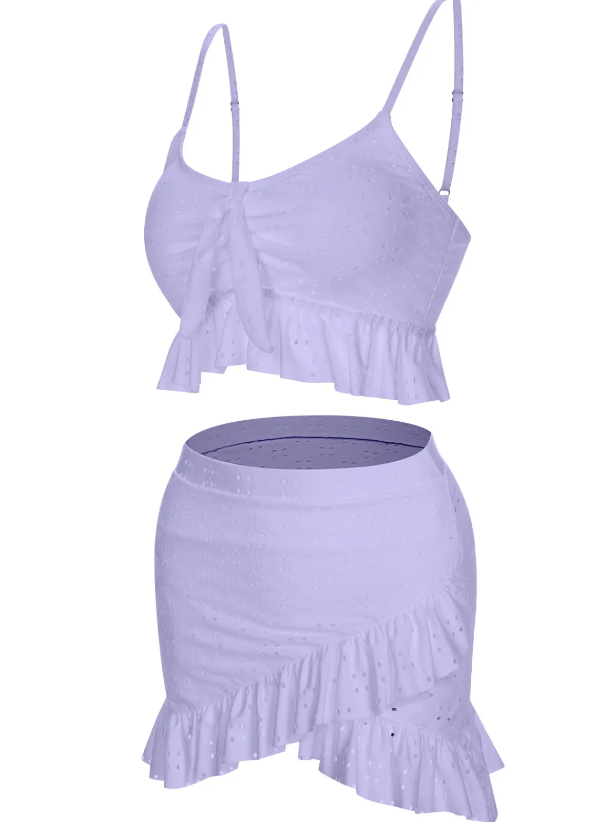 Hot Retro Stage 1950s Spaghetti Strap Solid Ruffles Swimsuit & Cover-Up