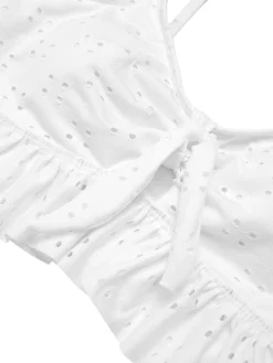 Hot Retro Stage 1950s Spaghetti Strap Solid Ruffles Swimsuit & Cover-Up