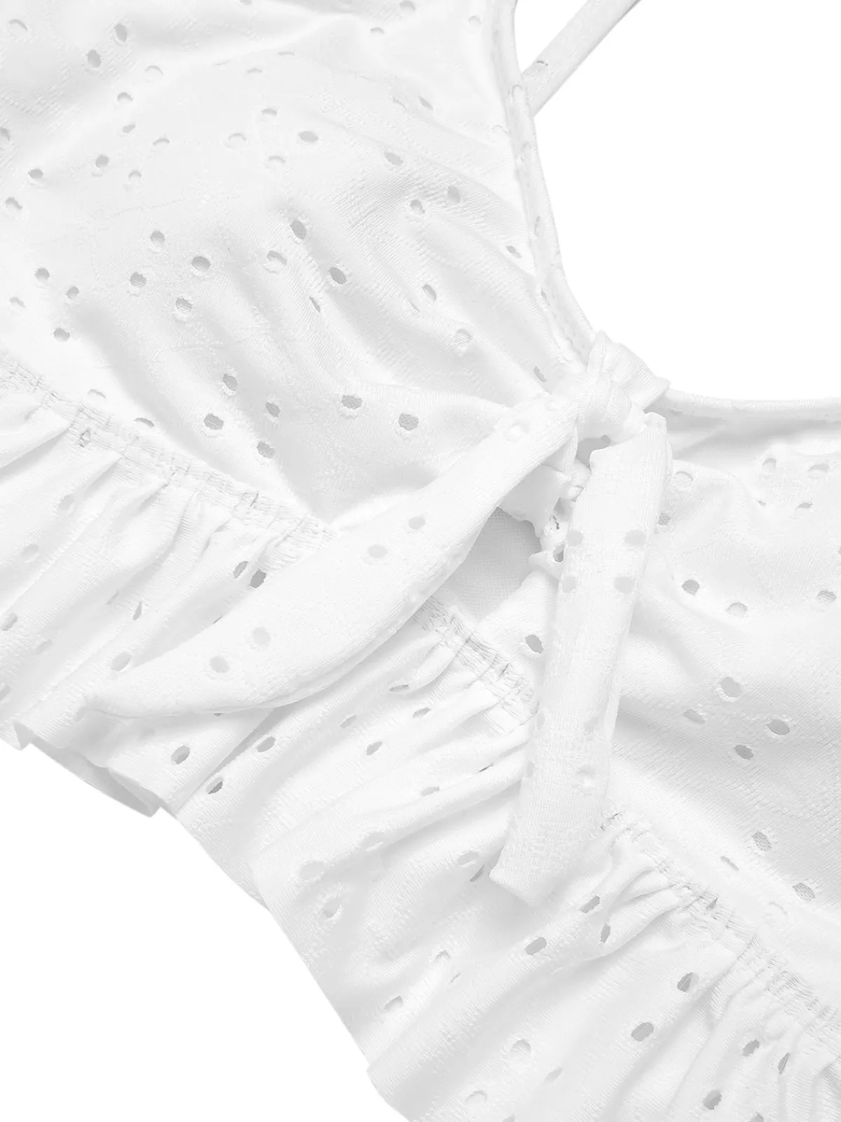 Hot Retro Stage 1950s Spaghetti Strap Solid Ruffles Swimsuit & Cover-Up