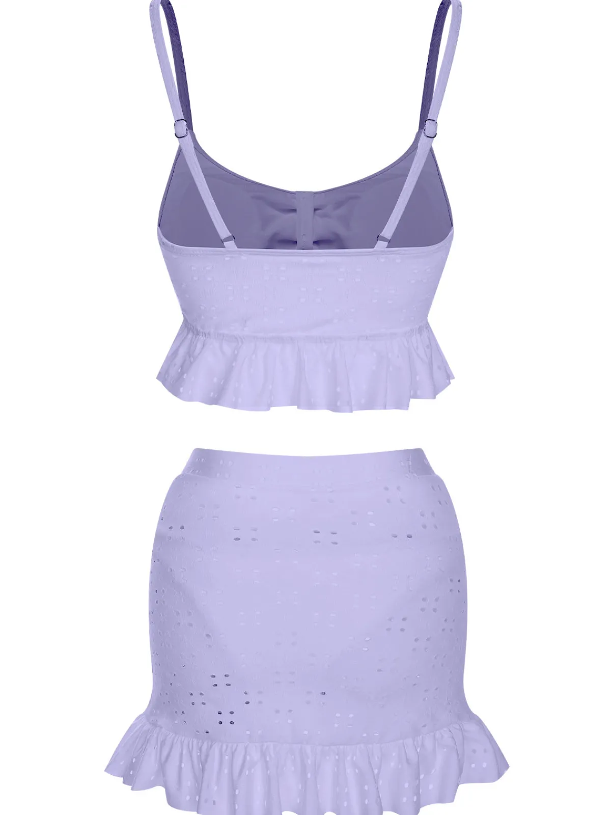 Hot Retro Stage 1950s Spaghetti Strap Solid Ruffles Swimsuit & Cover-Up