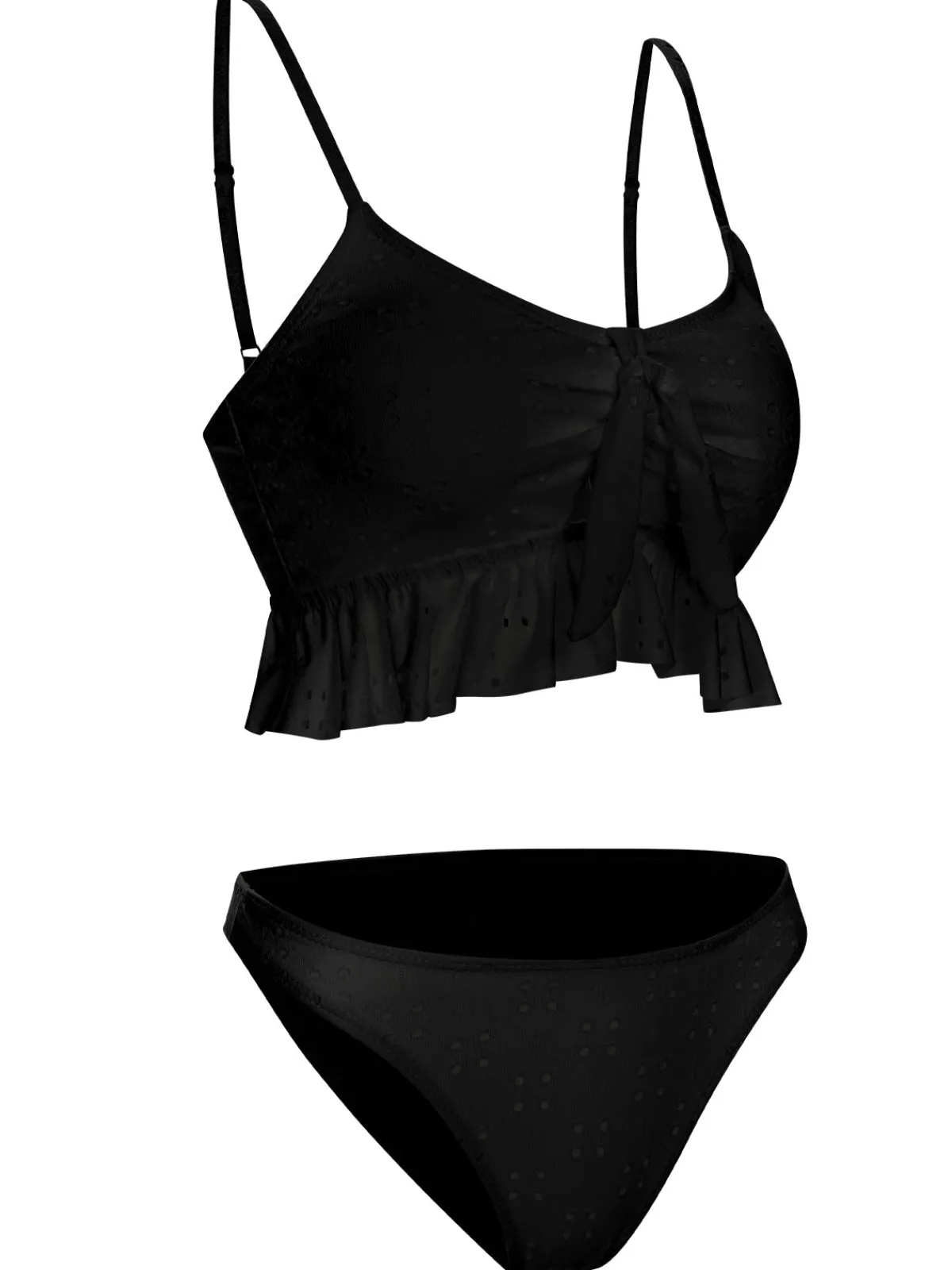 Hot Retro Stage 1950s Spaghetti Strap Solid Ruffles Swimsuit & Cover-Up