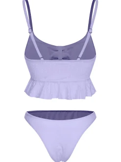 Hot Retro Stage 1950s Spaghetti Strap Solid Ruffles Swimsuit & Cover-Up