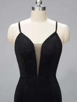 Best Retro Stage 1930s Spaghetti Straps Bridesmaid Maxi Dress Black