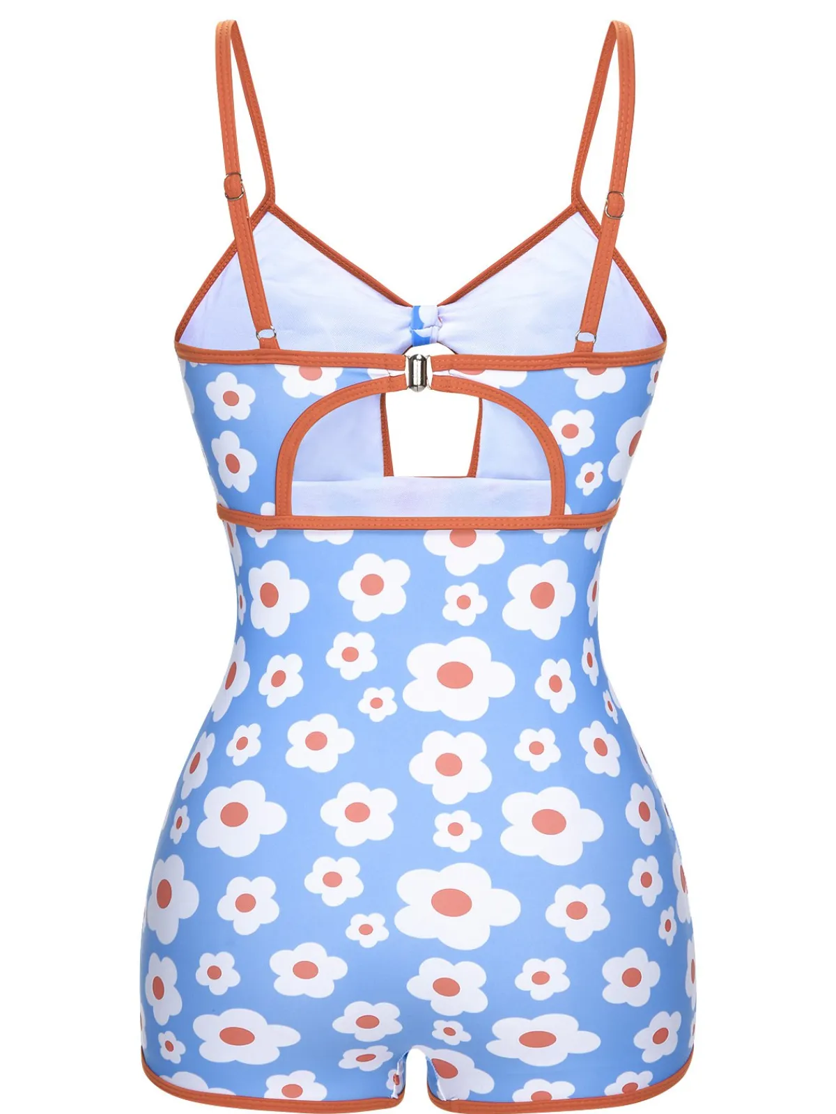 Clearance Retro Stage 1930s Spaghetti Straps Cartoon Flowers Boxer Swimsuit