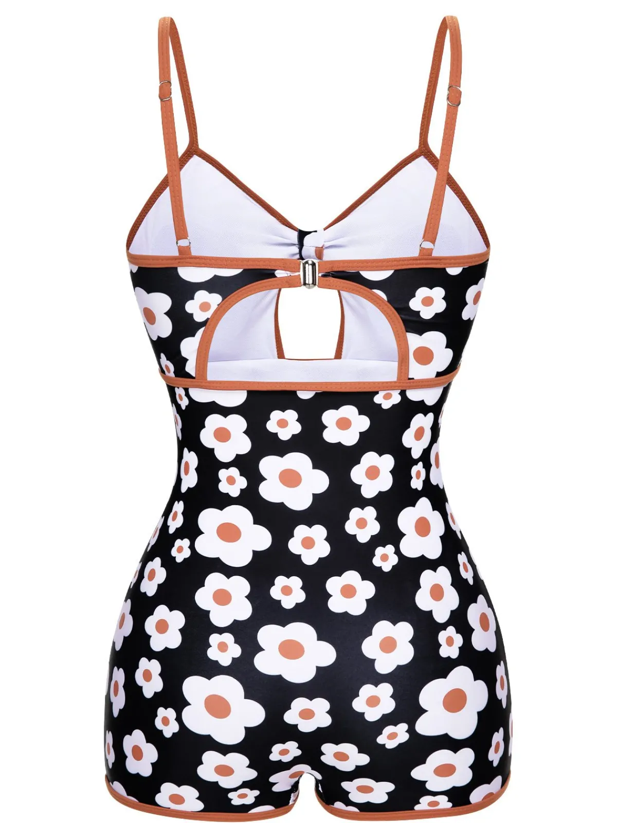 Clearance Retro Stage 1930s Spaghetti Straps Cartoon Flowers Boxer Swimsuit