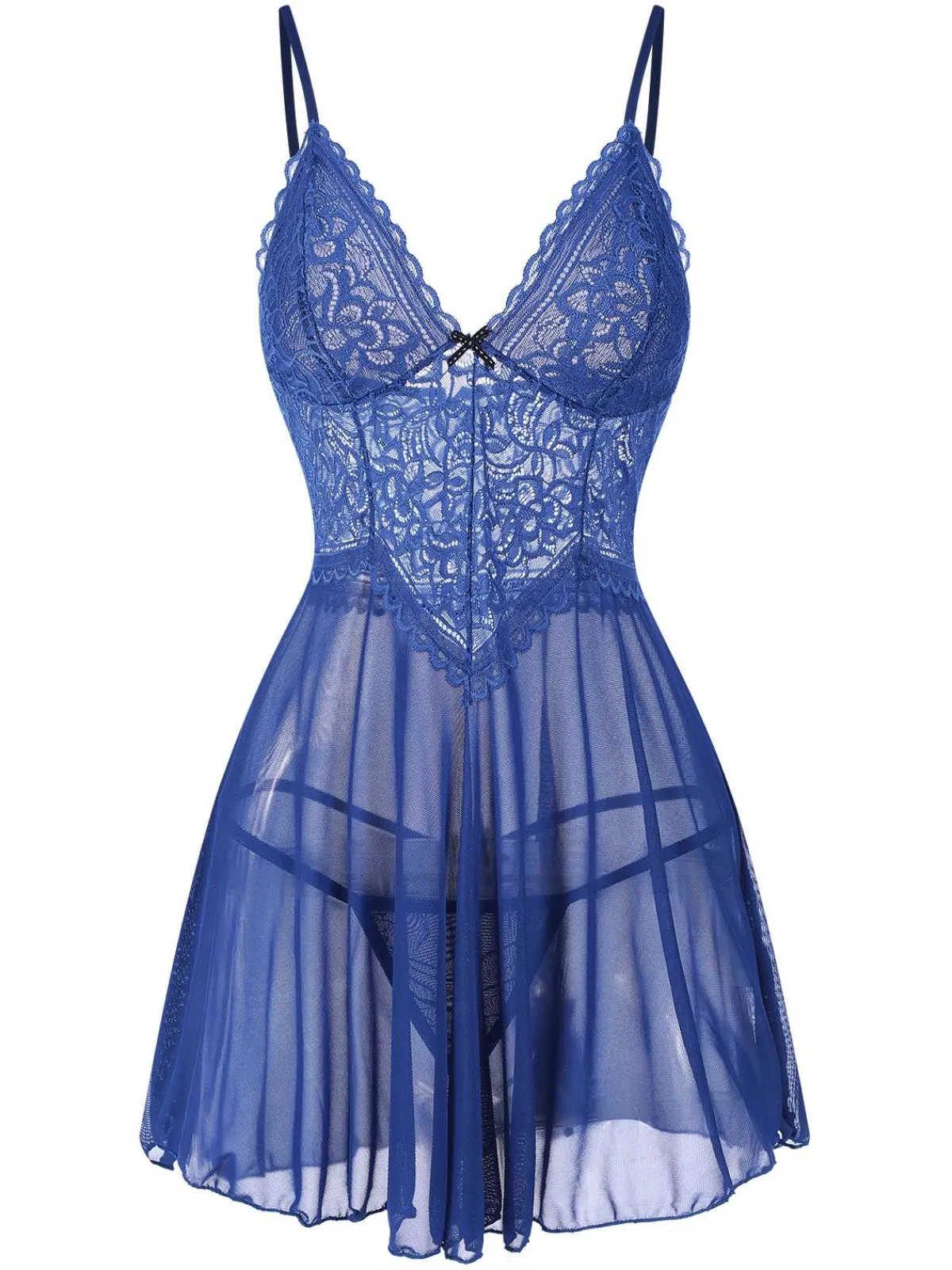Clearance Retro Stage 1960s Spaghetti Straps Lace Sheer Nightgown