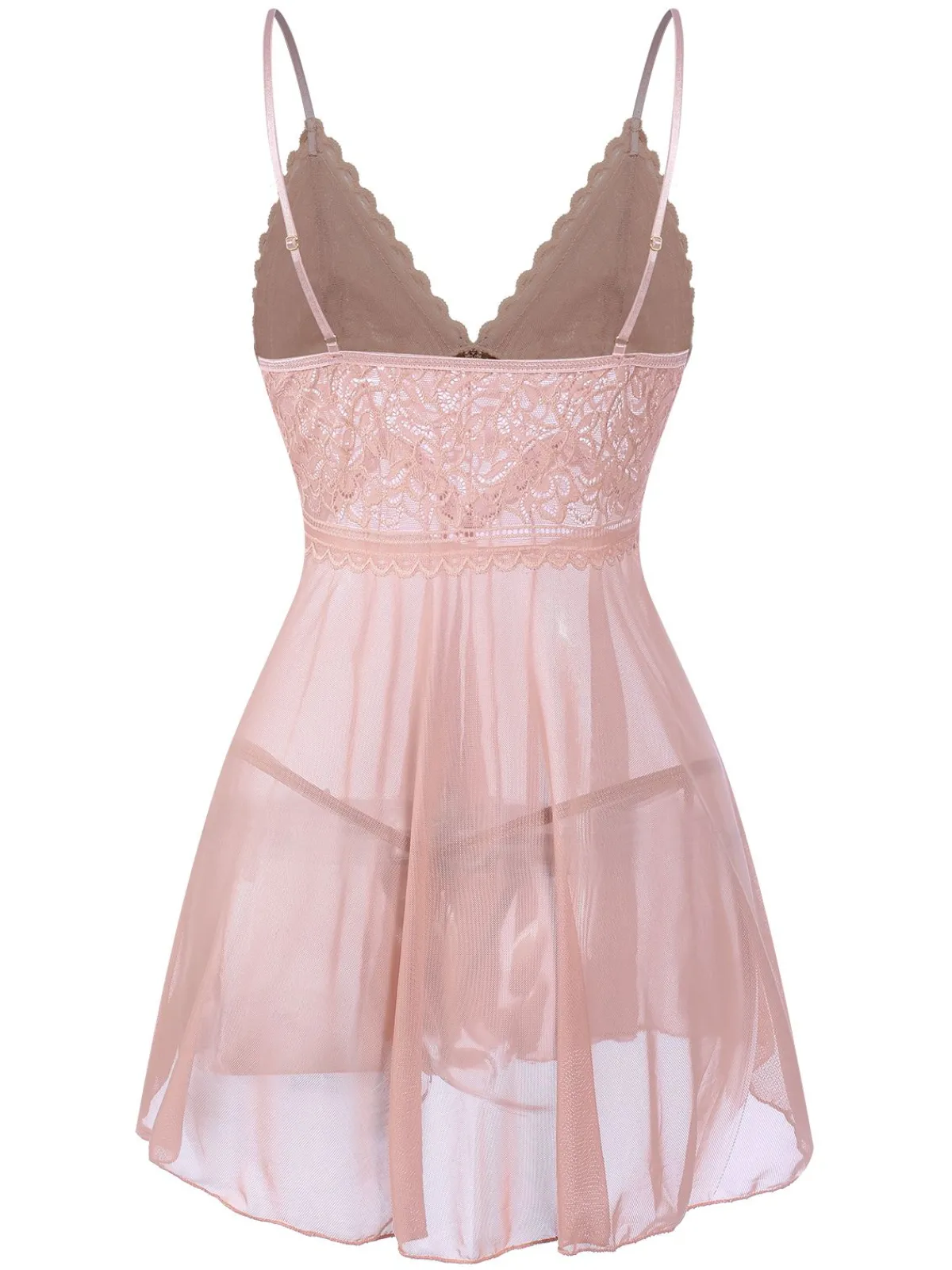 Clearance Retro Stage 1960s Spaghetti Straps Lace Sheer Nightgown