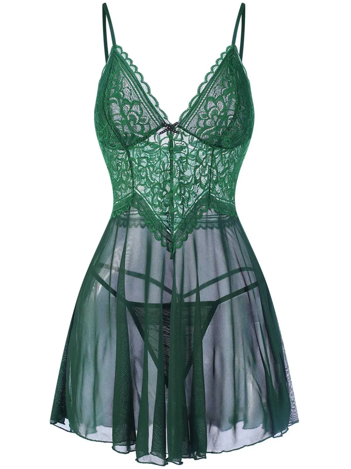Clearance Retro Stage 1960s Spaghetti Straps Lace Sheer Nightgown