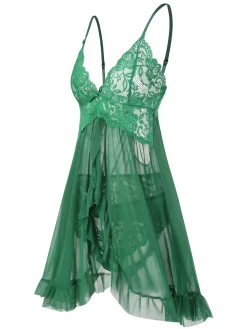 Hot Retro Stage 1950s Spaghetti Straps Lace Sheer Nightdress