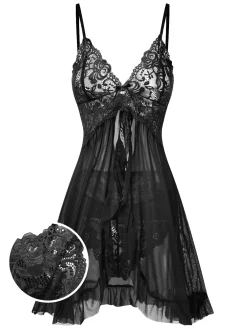 Online Retro Stage 1950s Spaghetti Straps Lace Sheer Nightdress