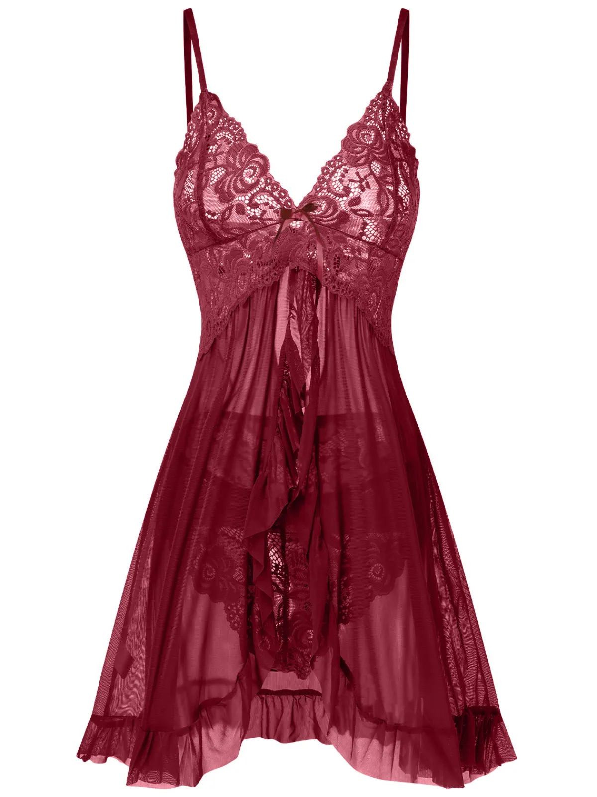 Online Retro Stage 1950s Spaghetti Straps Lace Sheer Nightdress