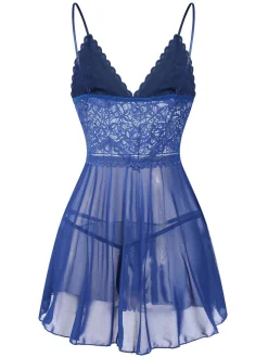 Clearance Retro Stage 1960s Spaghetti Straps Lace Sheer Nightgown