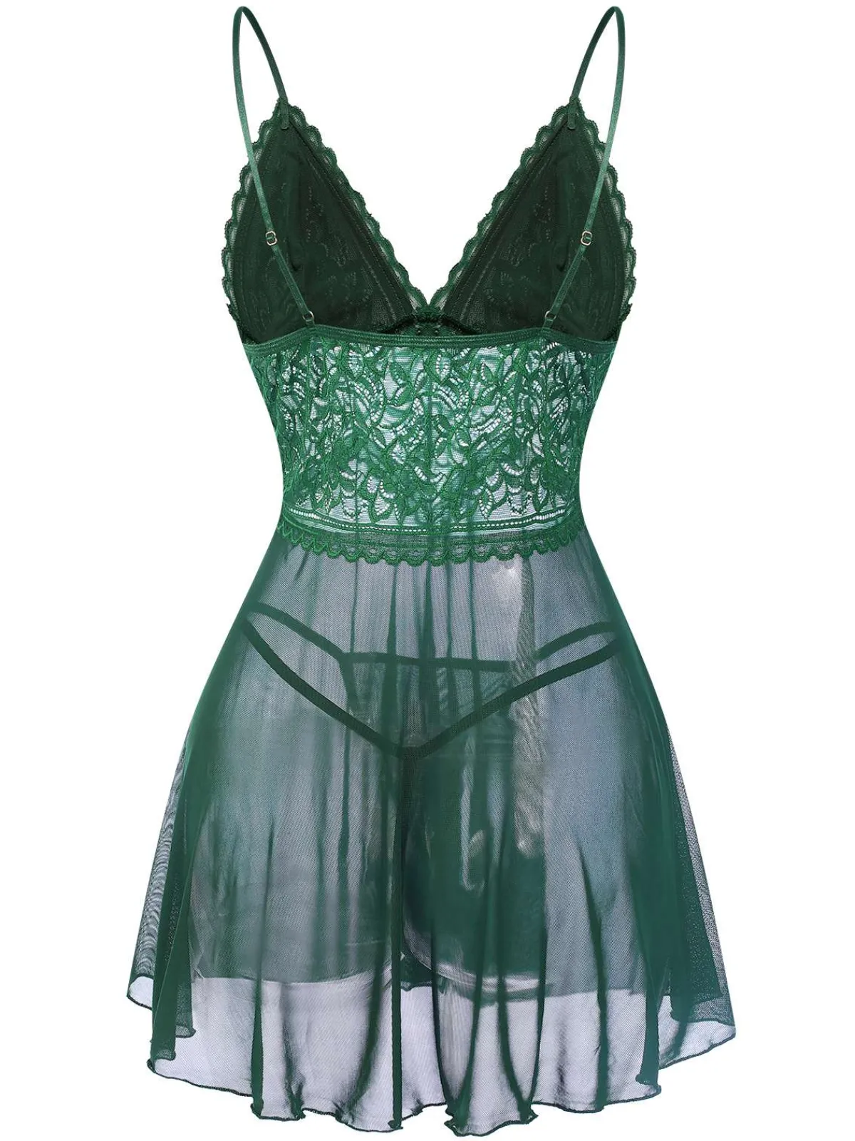 Best Retro Stage 1960s Spaghetti Straps Lace Sheer Nightgown