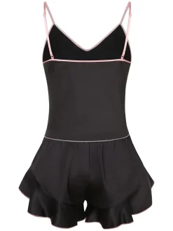 Best Retro Stage 1970s Spaghetti Straps Satin Ribbon Pajamas