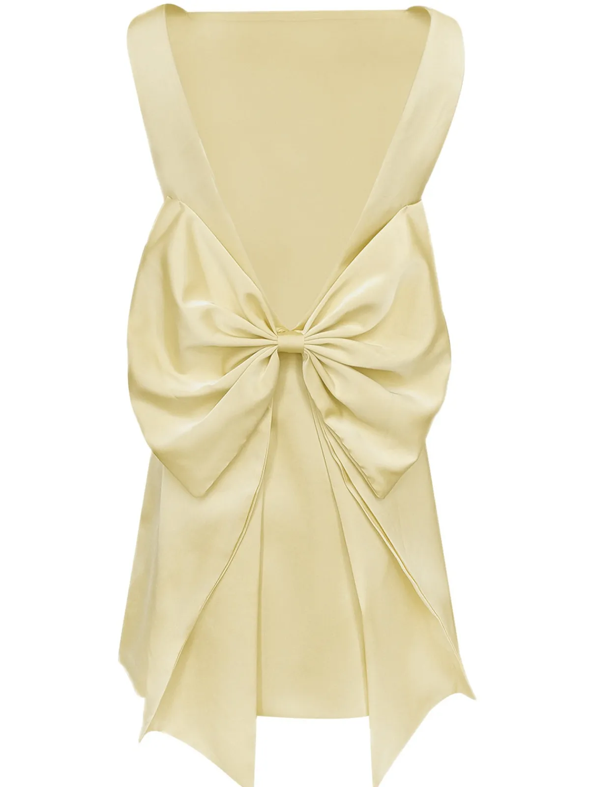Sale Retro Stage 1960s Square Neck Back Bow Satin Dress