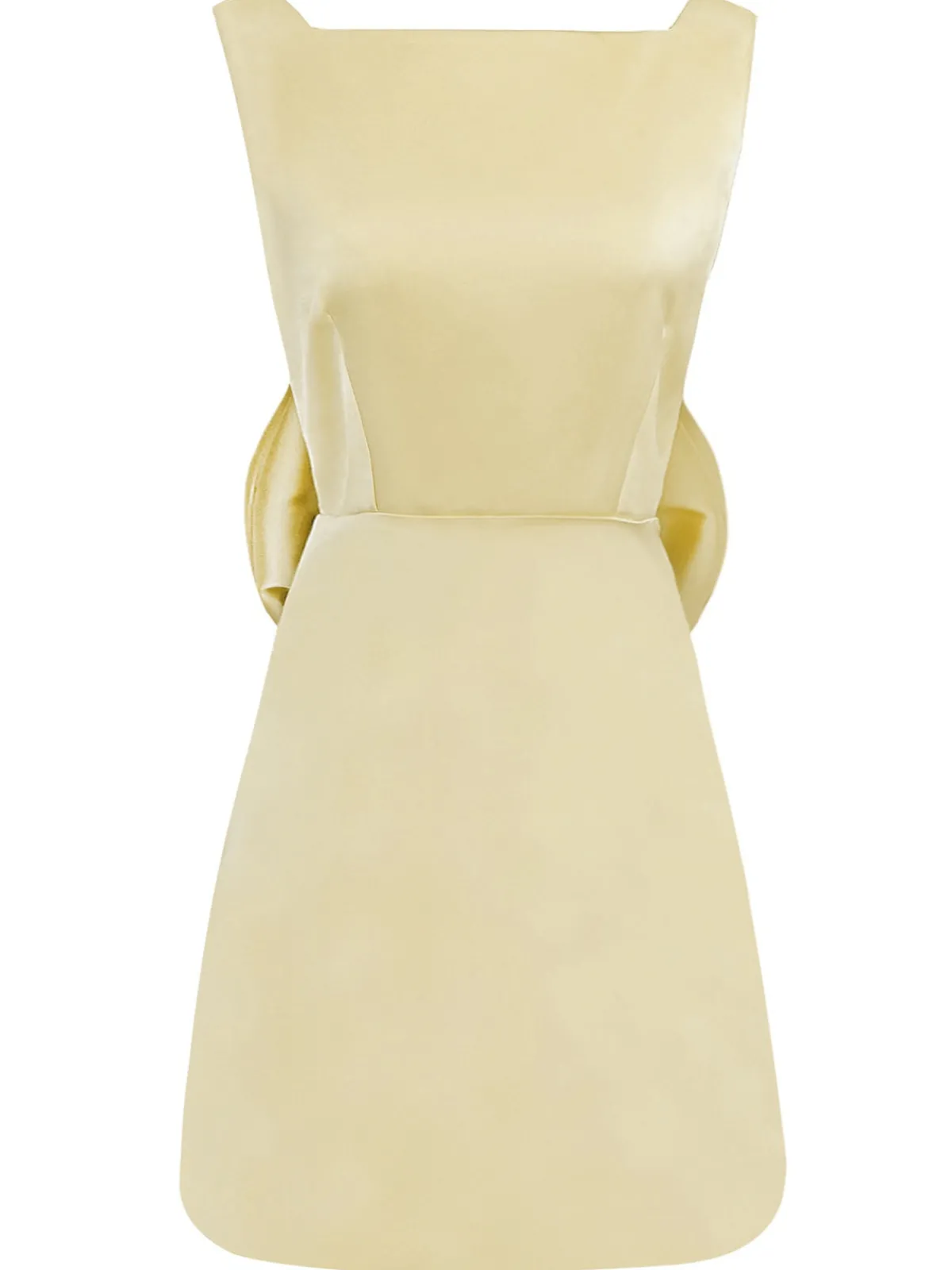 Sale Retro Stage 1960s Square Neck Back Bow Satin Dress
