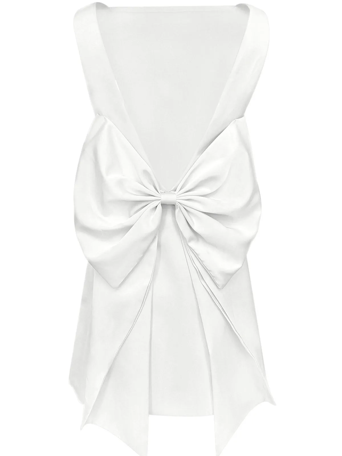Sale Retro Stage 1960s Square Neck Back Bow Satin Dress