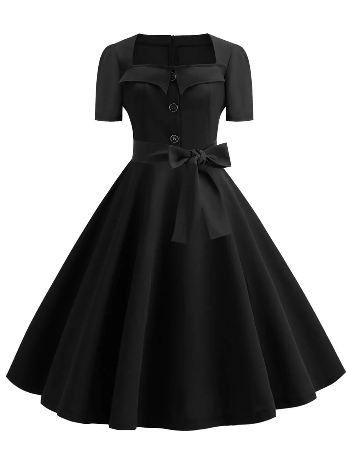 Clearance Retro Stage 1950s Square Neck Short Sleeves Dress
