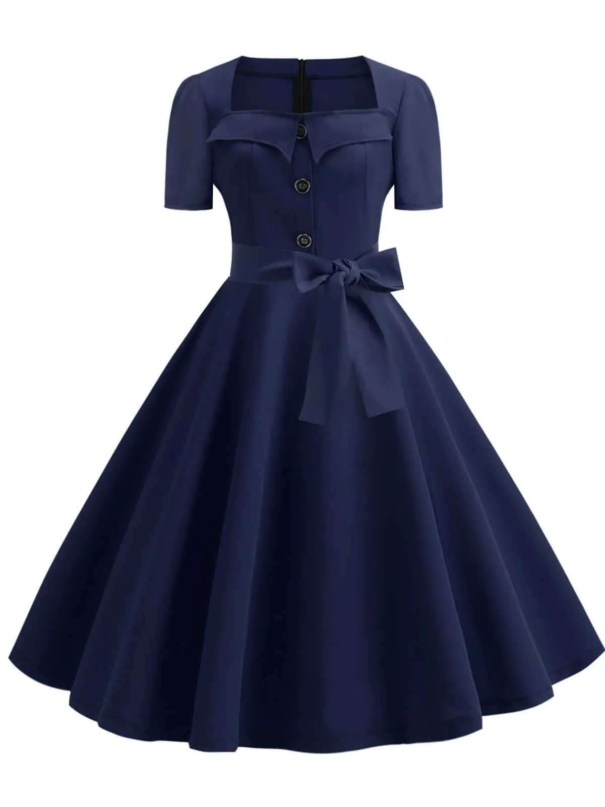 Clearance Retro Stage 1950s Square Neck Short Sleeves Dress