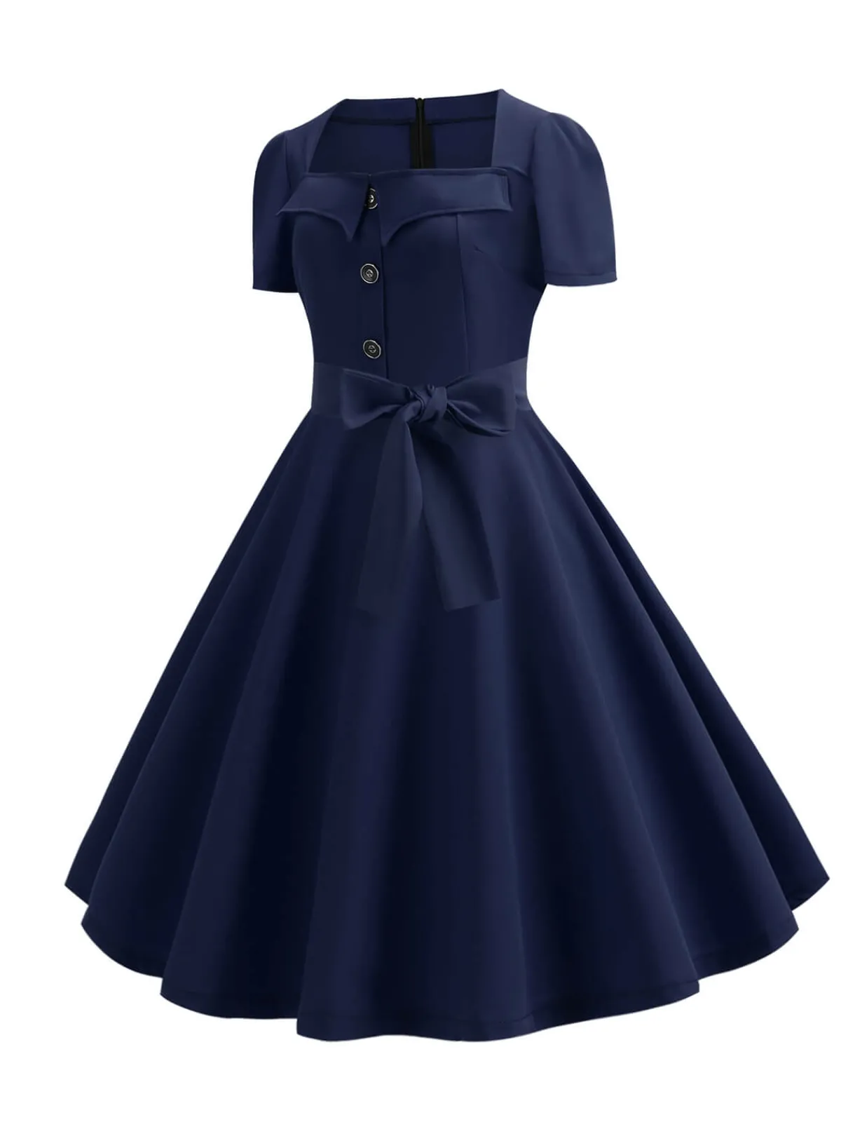 Clearance Retro Stage 1950s Square Neck Short Sleeves Dress