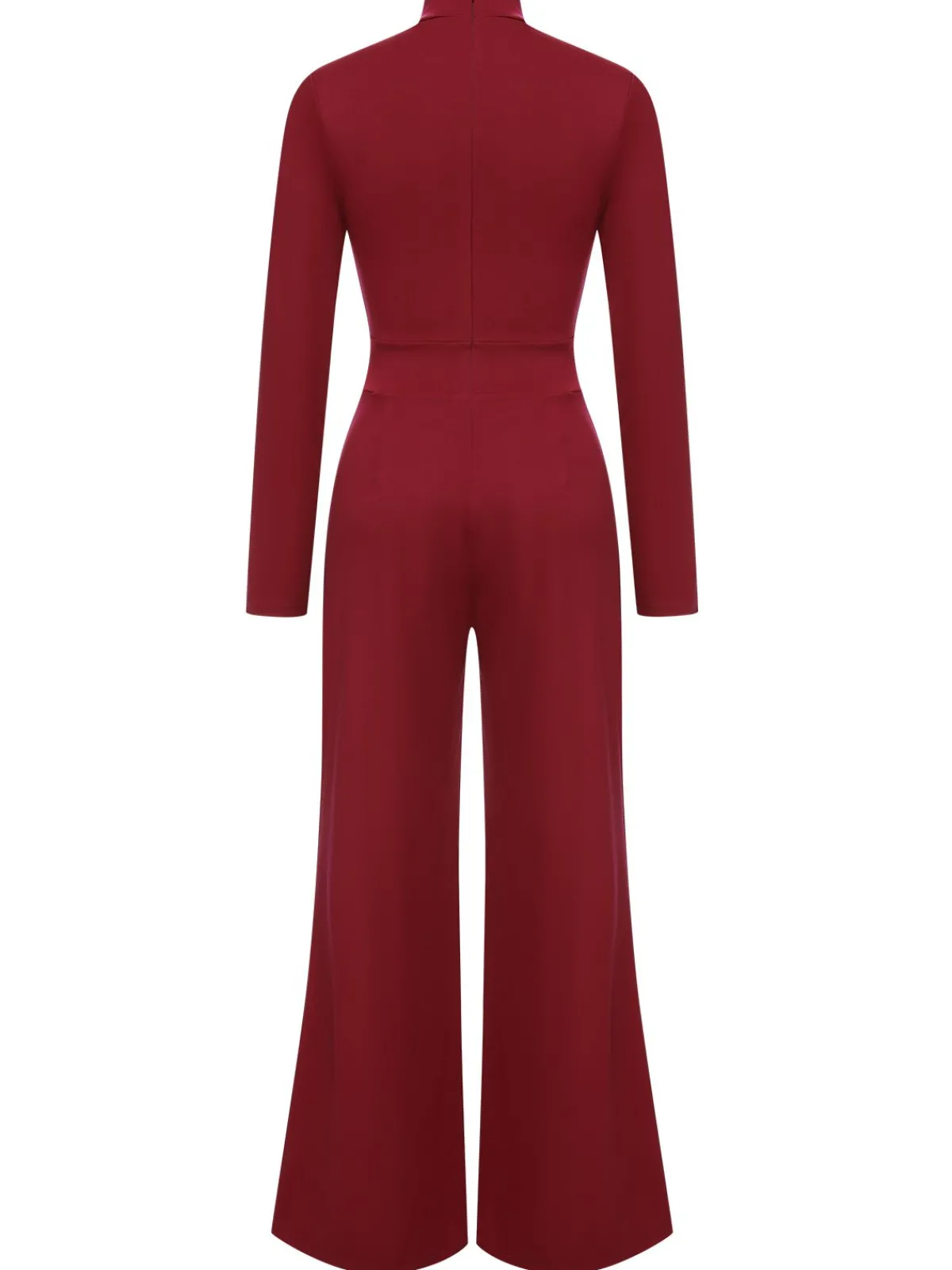 Online Retro Stage 1930s Stand Collar Long Sleeve Wide Leg Jumpsuit