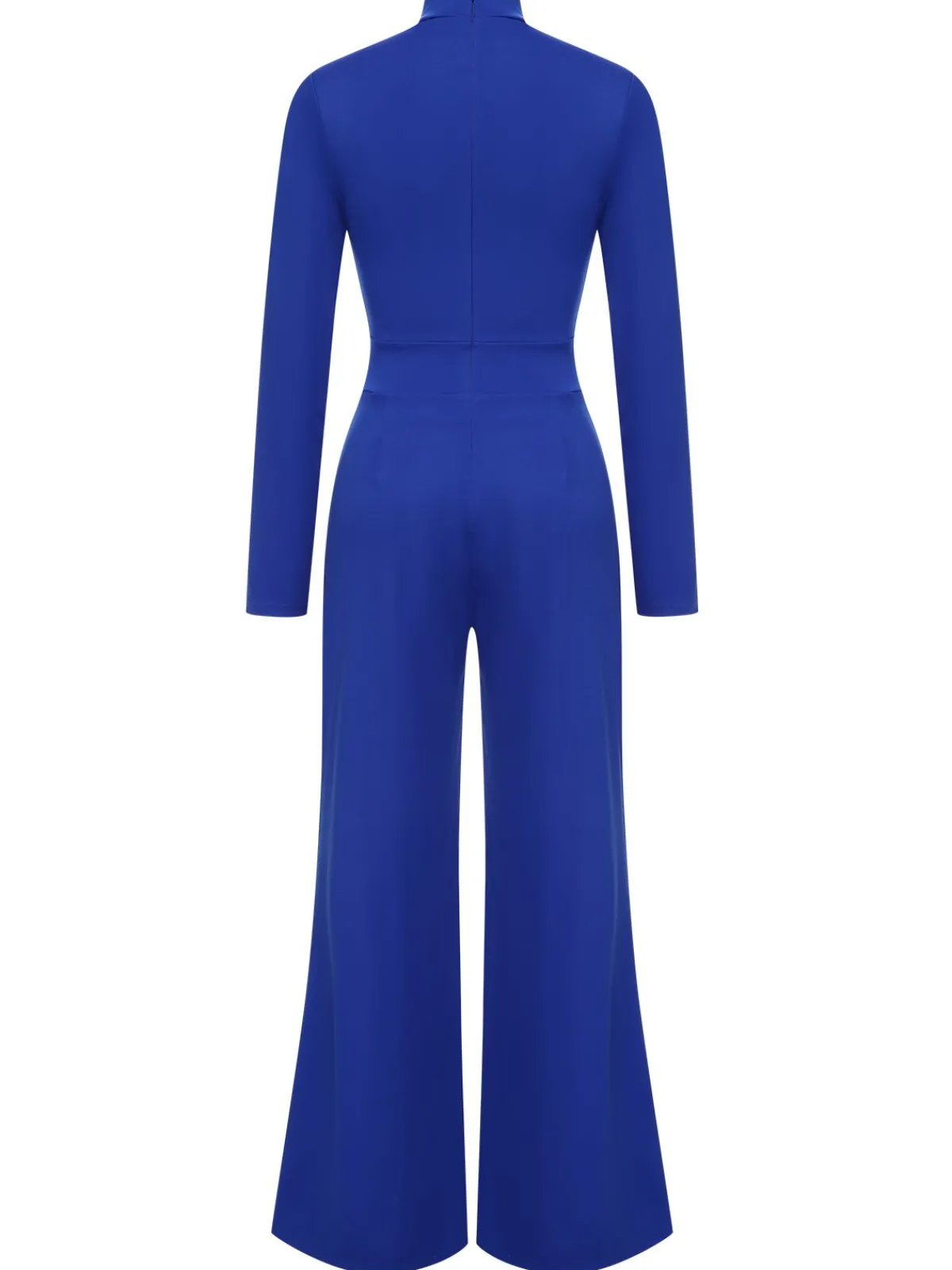 Online Retro Stage 1930s Stand Collar Long Sleeve Wide Leg Jumpsuit
