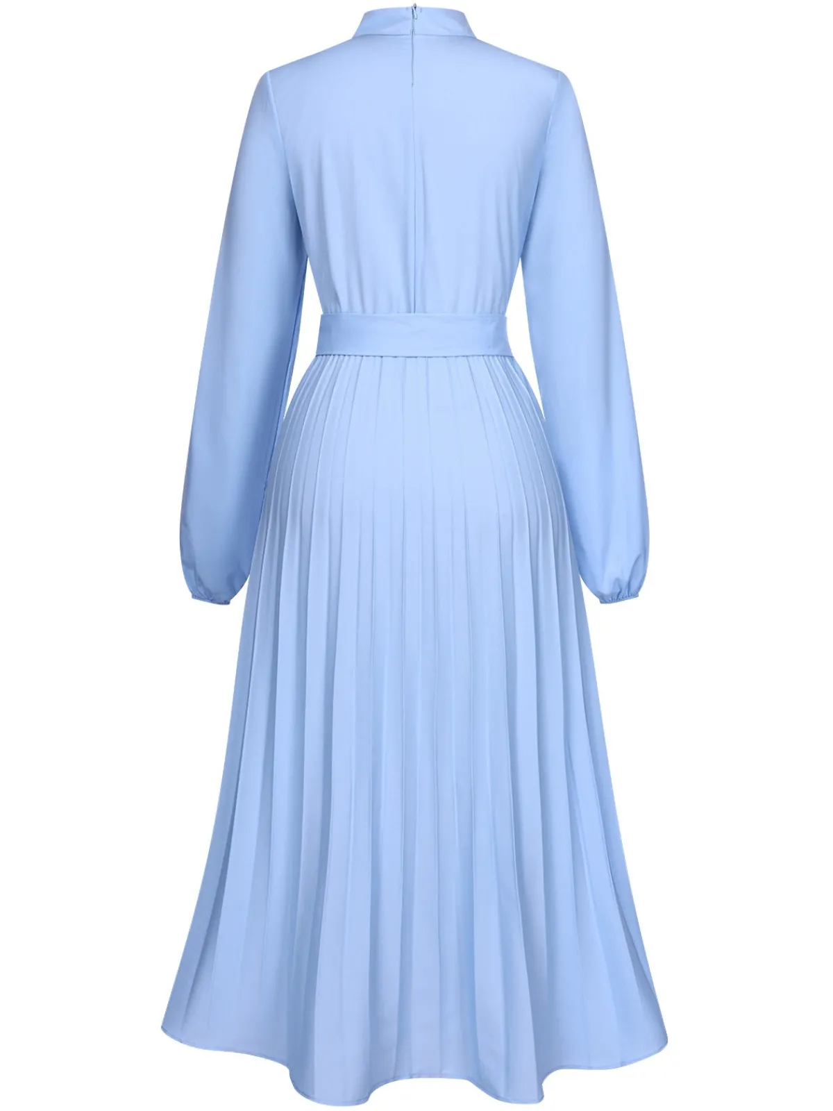 Best Retro Stage 1940s Stand Collar Solid Pleated Dress