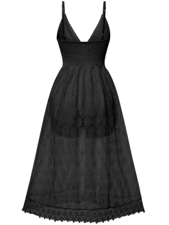 Fashion Retro Stage 1970s Strap Boho Lace Floral Skirted Romper