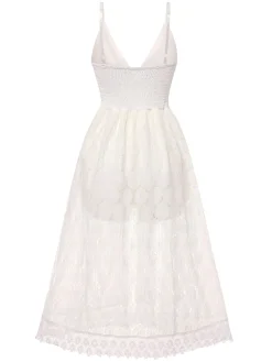 Fashion Retro Stage 1970s Strap Boho Lace Floral Skirted Romper