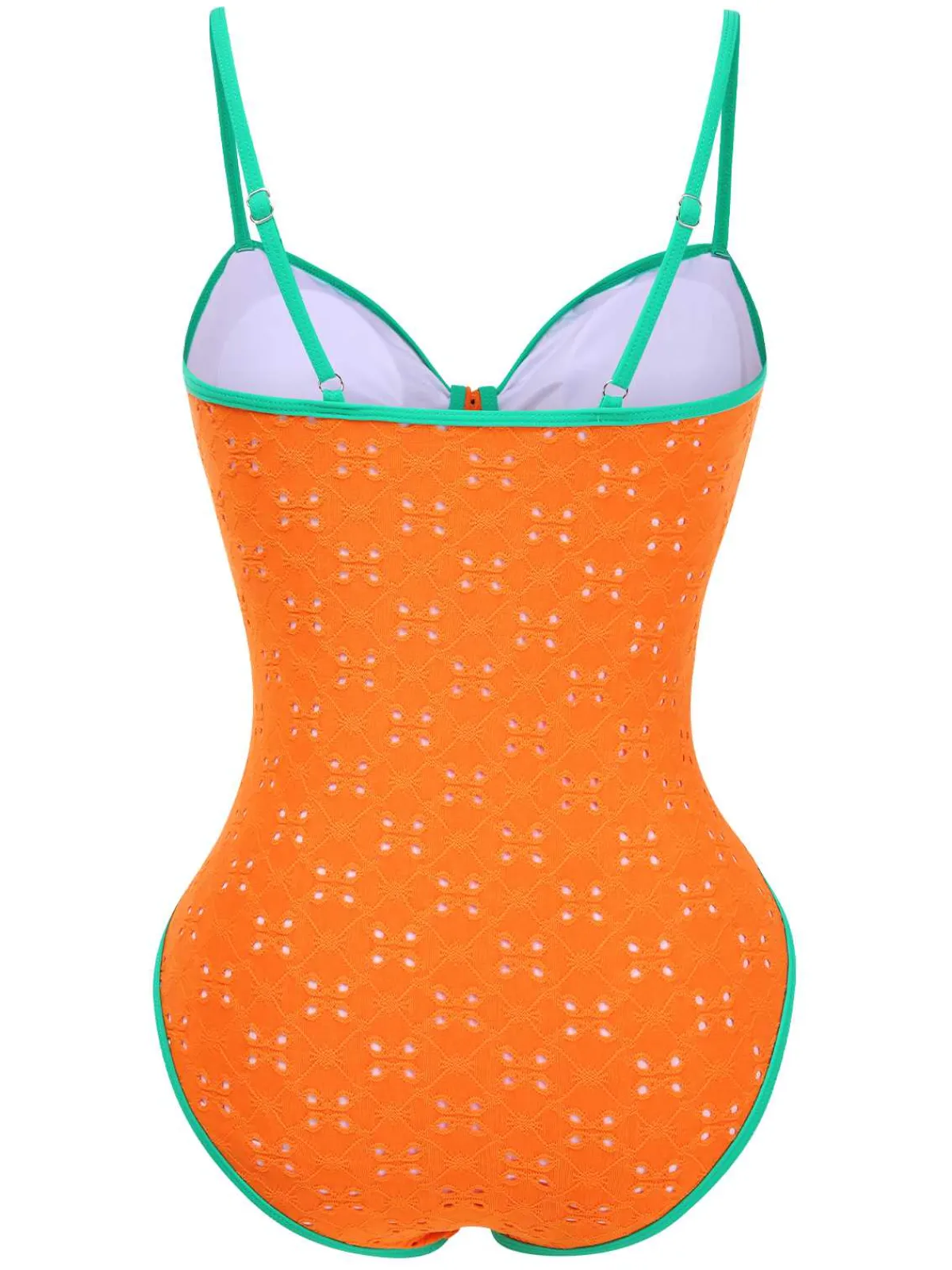 Sale Retro Stage 1960s Strap Contrast Trim One-Piece Swimsuit