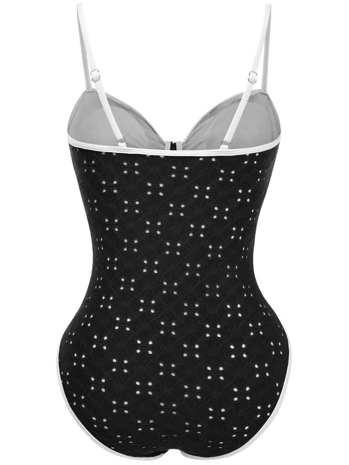 Sale Retro Stage 1960s Strap Contrast Trim One-Piece Swimsuit
