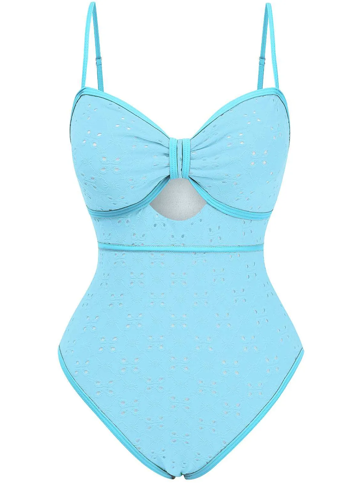 Sale Retro Stage 1960s Strap Contrast Trim One-Piece Swimsuit
