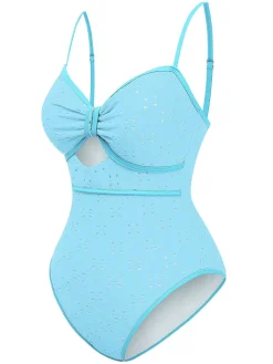 Sale Retro Stage 1960s Strap Contrast Trim One-Piece Swimsuit