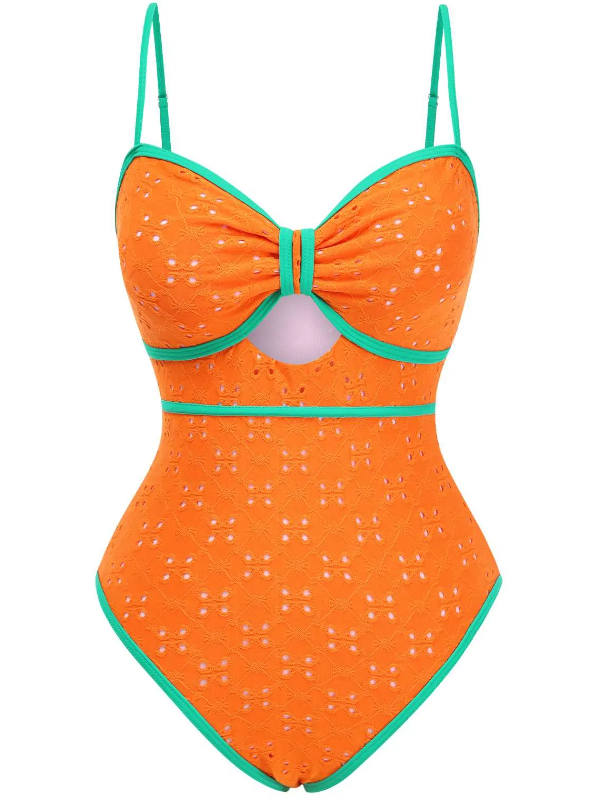 Sale Retro Stage 1960s Strap Contrast Trim One-Piece Swimsuit