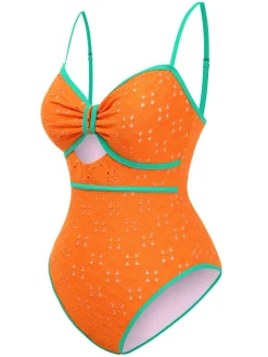 New Retro Stage 1960s Strap Contrast Trim One-Piece Swimsuit