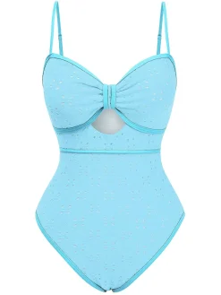 New Retro Stage 1960s Strap Contrast Trim One-Piece Swimsuit